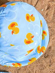 Cute Yellow Duck Printed Baby Boy Swim Trunks Set, With Bubbly Element, Perfect For Summer Beach - Multicolor - View 4