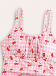 New Fashion Tween Girl All-Over Print One-Piece Swimsuit - Multicolor - View 3