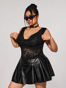 SHEIN ICON Top de tirantes transparente con cuello de piocha y sin mangas para tallas grandes - Negro - Ver 4
