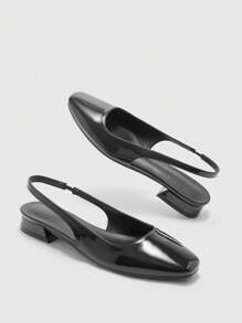 CUCCOO BIZCHIC 女士时尚黑色简约大方低跟方头玛丽珍平底鞋，适合通勤、约会、聚会、购物、度假