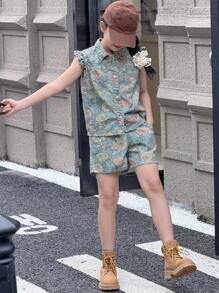 DAZY Tween Girl Denim Two Pieces Outfit, Fall,Back To School Clothes Vacation - Medium Wash - View 7