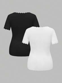 SHEIN Solid Color Round Neck Short Sleeve Fitted Casual Versatile T-Shirt For Pregnant Women - Multicolor - View 2