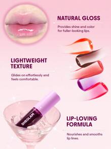 SHEGLAM Jelly Wow Tinted Lip Oil-Baby Steps Moisturizing Lip Gloss High-Shine Glossy Glow Non-Sticky Lip Care Hydrating Sleep Mask Lip Makeup Brand Beauty Makeup Face Paint Cosmetic For Women Girls Perfect For Fall Winter Ideal For Y2K Fancy Fashion Suitable For Birthday Christmas Present Party Ready Best Color