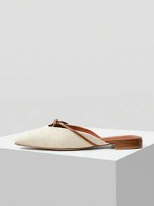 MOTF PREMIUM 女士时尚简约方头蝴蝶结装饰平底鞋