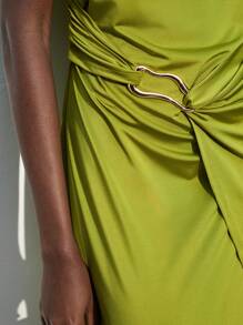 Maija 秋冬新款时尚音乐节海滩派对度假优雅无袖中长针织腰连衣裙，鼠尾草绿色，适合日常休闲、派对、婚礼、毕业典礼、浪漫都市度假