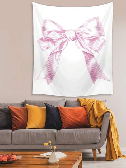 Kawaii 1 pieza Tapiz de poliéster con estampado de mariposa rosa, adecuado para la decoración de pared diaria de la sala de estar/dormitorio, decoración para acampada, para todas las estaciones
