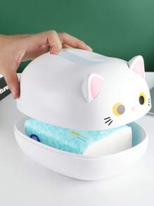 SHEIN Caja para toallas de papel, soporte de primavera, multiusos para dormitorio, mesilla de noche, sala de estar, muy atractivo diseño de dibujos animados, bonito palillo de dientes, cajón de papel