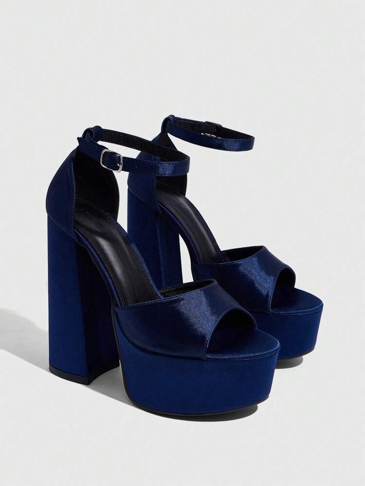 CUCCOO LuxiPop Sandálias de Salto Plataforma Grossa de Bico Quadrado para Mulheres, Saltos Altos Minimalistas da Moda para Balada, Festa, Halloween, Natal, Ano Novo