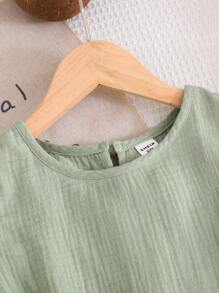 SHEIN LMoss Kids Tween Girls' Casual Solid Color Crew Neck Sleeveless Camisole Top