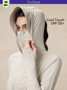 OutZeal SunProof UPF50+ Cooling Hooed Sun Protection Jacket Women With Mask, Detachable Brim, Hat Hole - Beige - View 1
