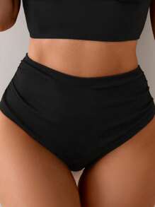 Shapewave Women's Summer Casual Beach High Waisted Brief, Tummy Control Bikini Bottom