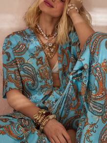 EURMUSE VCAY BohoFeel 佩斯利印花上衣和高腰阔腿裤 - 彩色 - 查看 1