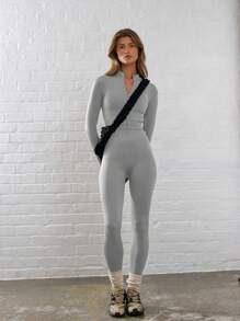 Musera Sport Ribbed High Waist Contour Activewear Sport Leggings, Padel, Tennis, Pickleball Gym Fitness - Grey - View 5