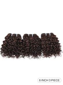 Extensiones de cabello humano brasileño remi, 3 paquetes de mechones de cabello rizado Jerry, color marrón oscuro, cabello corto y rizado - S4 - Ver 2