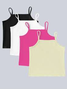 4pcs Girls Tween Tank Top Underwear Set,Multicolor 4-Pack Regular Length Soft Fabric Camisole Tops - Multicolor - View 2