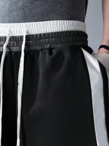 NEON BLANC Men's Street Fashion Letter & Number Print Knit Loose Shorts - Black - View 6