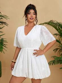 Sunnyshic Tuta intera da donna in tessuto con texture, a palloncino, stile jumpsuit