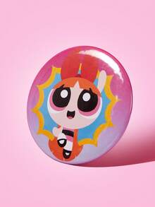 THE POWERPUFF GIRLS X SHEIN 1pc Cute Cartoon Blossom Pattern Ombre Round Badge