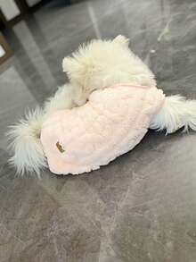 1 件宠物保暖羊毛衣服纯色针织双面毛绒外套适用于狗和猫，秋冬季 - 粉色 - 查看 2