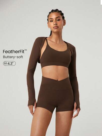 GLOWMODE 4.3" FeatherFit™ Crossover Cutie Biker Shorts Low Impact Cycling Running Gym Workout