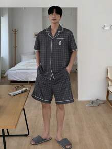 DAZY Summer Men's Casual Shirt With Label Matched Loungewear Set Pajama - Multicolor - View 7