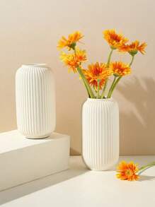 SHEIN 1pc Plastic Flower Vase, Unbreakable Vases Creative Home Decoration For Wedding Party Festival, Decorations, Gifts, Home Decor, Halloween Decor, Decorations, Kitchen Decor - White - View 3