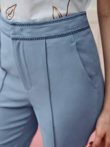 MOTF PREMIUM PRESS CREASE CONTRAST TRIM SUIT PANTS - Blue - View 2