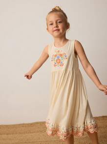 Maija Kids Maija Kids Loose Casual Floral Print Ruffle Hem Young Girl Dress