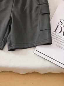 幼儿男童格子轻便舒适休闲短裤，适合秋季/春季/夏季，适合户外、学校、家居服，适合 4-7 岁