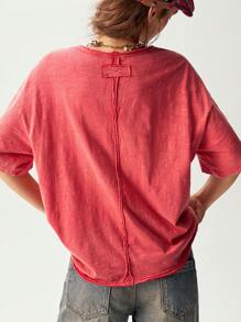 Bohemela 女士常规版型圆领短袖休闲纯色针织 T 恤