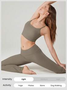 GLOWMODE FeatherFit™ 随处可见的扭纹露背背心轻度支撑低冲击瑜伽日常 - 駝色 - 查看 5