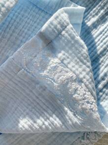 Comfortcana Plus Size Women Casual Lace Patchwork Wide Leg Pants - Baby Blue - View 4