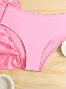 Tween Girl Floral Print Swimsuit Set - Pink - View 4