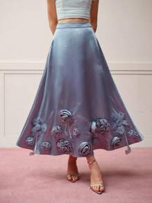 MOTF PREMIUM STEREO FLORAL FLOWY SKIRT - Blue - View 2
