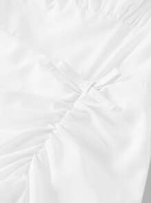 Tween Girl Chest Pleated Multi-Layered Asymmetrical Ruffled Suspender Waist Elegant Dress, Fairy Dress, Spring Outing - White - View 4