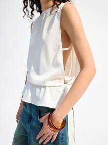 LYSMO 2025新款前卫设计镂空条纹褶皱无袖上衣，Rave上衣