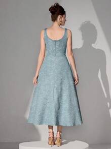 Poshira Formal Women's Party Dress (Heavily Embellished), Prom Dress - Blue - View 2