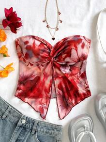 Soleia Tube Top Concert Women Women's Vacation Bandeau Twist Asymmetrical Hem Top Grunge,Rave Top,Tube Top - Multicolor - View 3