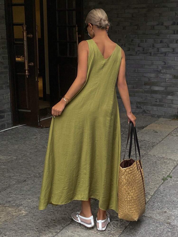 Women Solid Color Loose Casual Dress, Summer Long Dress Easter