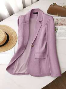 SHEIN Clasi Multicolor Woven Long Sleeve Casual Blazer, Minimalist And Fashionable For Summer