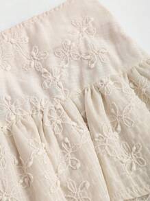 Sweetra 法式甜美粉色提花双层荷叶边下摆迷你裙，适合春夏季