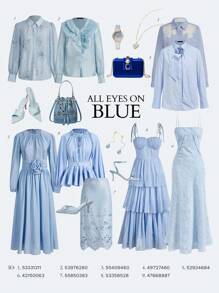 MOTF PLEATED RUFFLE TRIM BLOUSE,SPRING/SUMMER - Blue - View 1