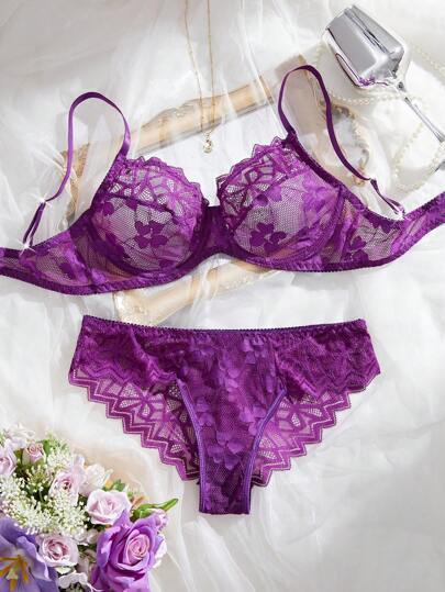 Women Kanten Verleidelijke Lingerie Wire BH Slipje Set Minimalist Everyday Wear