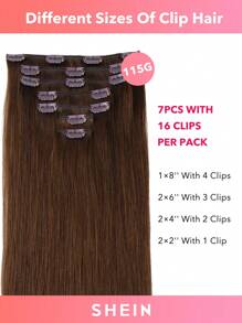 7PCS Straight Clip In Hair Extensions 100% Real Human Hair 14-24 Inch 115G Double Weft Invisible Clip Hair Extensions Remy Natural Human Hair For Women Girls Daily Use - S4A - View 3