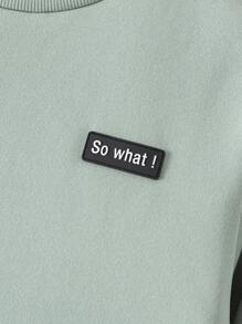 SHEIN Leap Crew 4pcs/Set Tween Boys' Casual Graphic Letter Patched Crew Neck Sweatshirt And Drawstring Pants Knit Outfits, Assorted Colors - Green - View 4