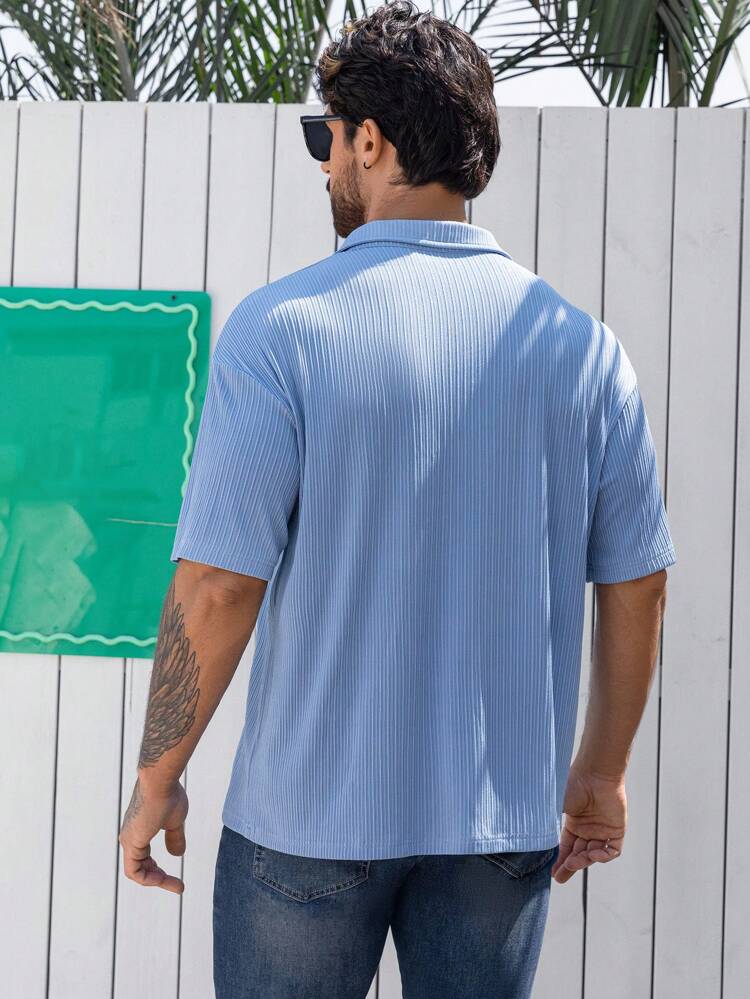 Men's Solid Color Short Sleeve Casual Commute Polo Shirt, Summer