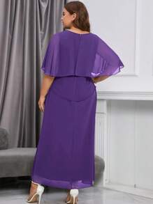 SHEIN Clasi Vestido de malla de unicolor talla grande, de moda para el verano - Morado - Ver 2