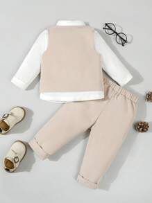 SHEIN Conjunto formal de 2 piezas para niño bebé, chaleco y pantalones (camisa no incluida) - Albaricoque - Ver 2