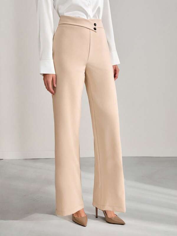 CLARA VERO Pantalón con pernera ancha y detalle de cinturón