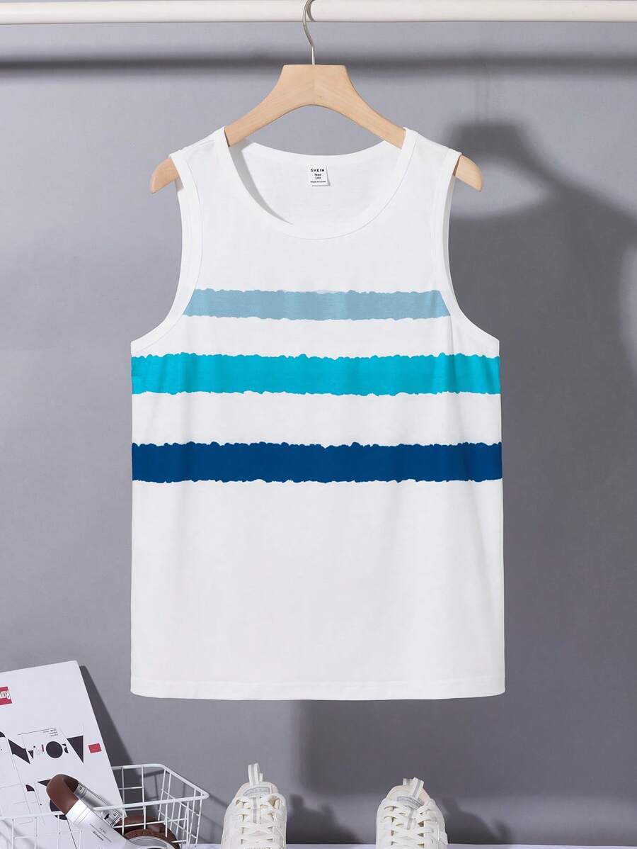 SHEIN Leap Crew Teen Boy Casual Top, Sports Streetwear Punk Rock School Style, Suitable For Outdoor, Party, Music Festival, Spring/Summer